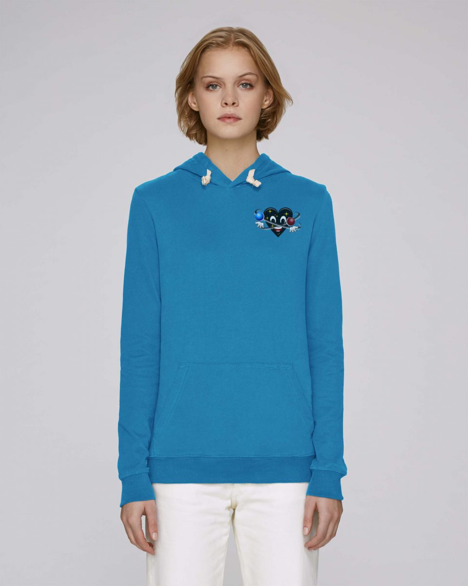 Sweat shirt à capuche bio bleu femme - Universe hoodie