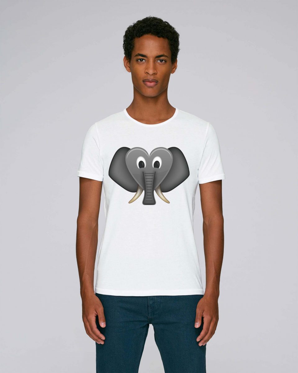 T-Shirt Blanc Bio Homme - Coeur elephant tee